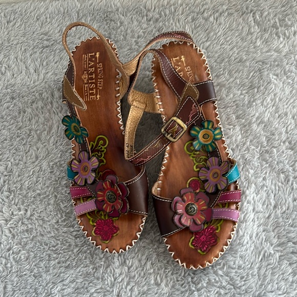 Spring Step Shoes - L'artiste by Spring Step Leather Wedge Sandals